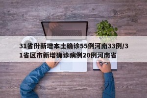 31省份新增本土确诊55例河南33例/31省区市新增确诊病例20例河南省