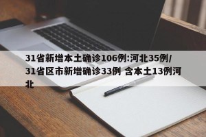 31省新增本土确诊106例:河北35例/31省区市新增确诊33例 含本土13例河北
